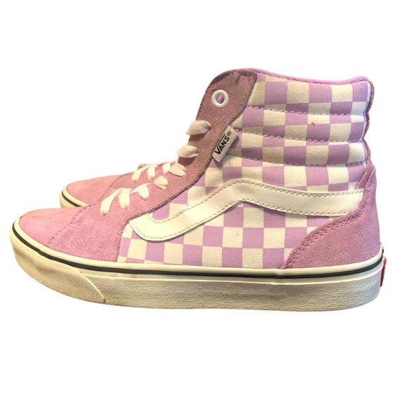 Vans Womens High-Tops Lilac Purple Checkered Skate Shoes Lace-Up Size 8 - Picture 1 of 5